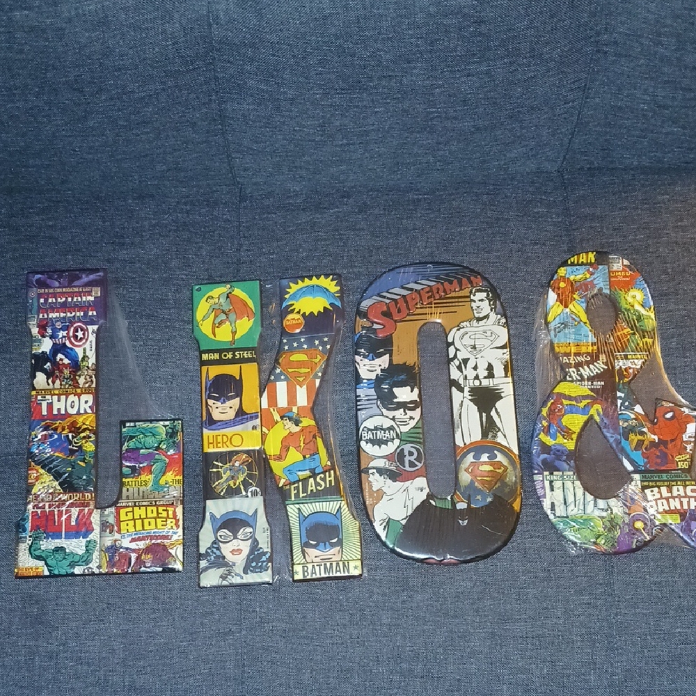 Marvel Comic Book Themed Decorative Letters
